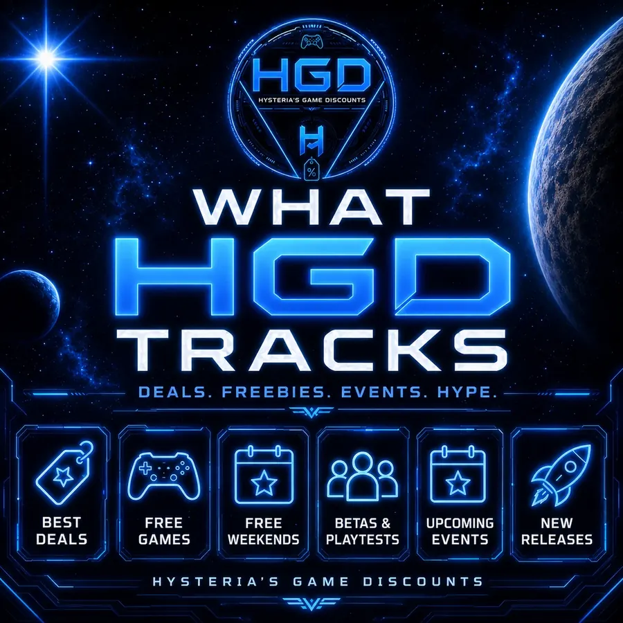 HGD gaming deals poster with space-themed branding